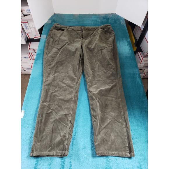 Talbots Jeans Size 20 W Womens Green Stretch Pants Corduroy Mid Rise Straight - Picture 1 of 12